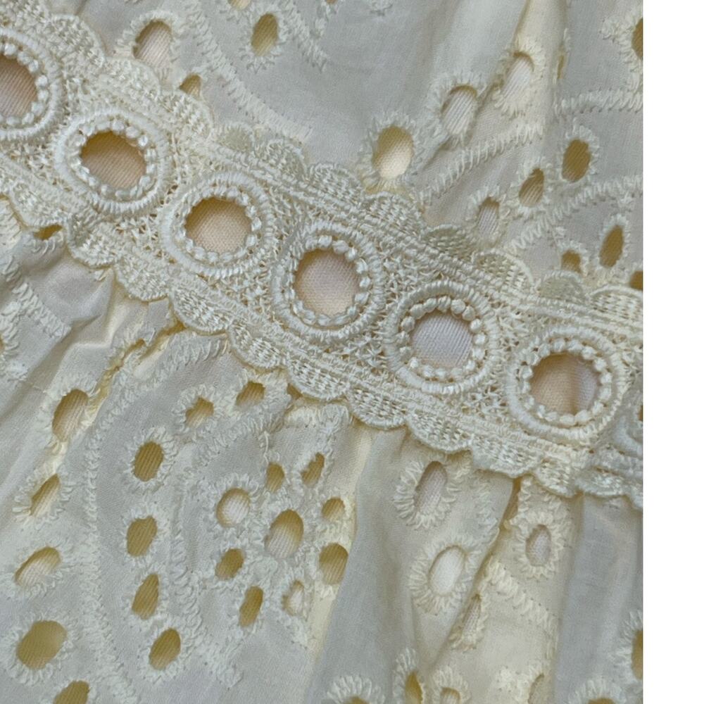 Altar’d State Yellow Eyelet Smocked Back Mini Dress XL NWOT Cotton Lined - Picture 7 of 12